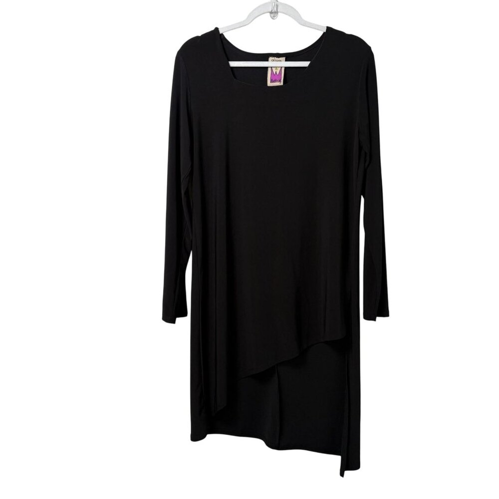 Original Anthony Tunic Top Size S Black Long Sleeve Asymmetric Stretch